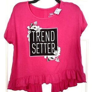 NWT Girls Justice Pink "Trend Setter" Short Sleeve‎ Top